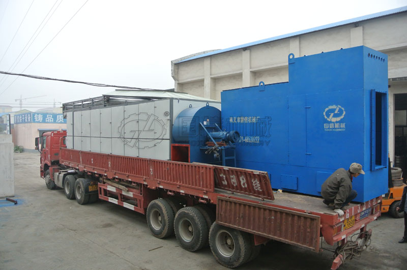 全套設備裝完，貨車駛離廠區